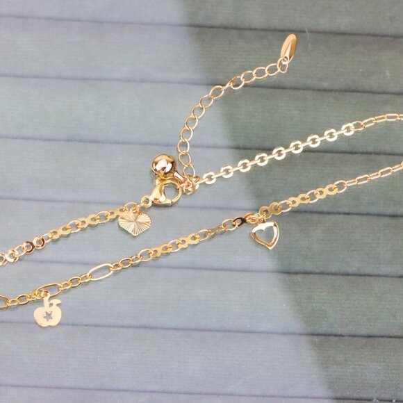 "Rose Gold Heart & Charm Anklet with Adjustable Link Chain, XPAL1076 - Picture 11 of 12